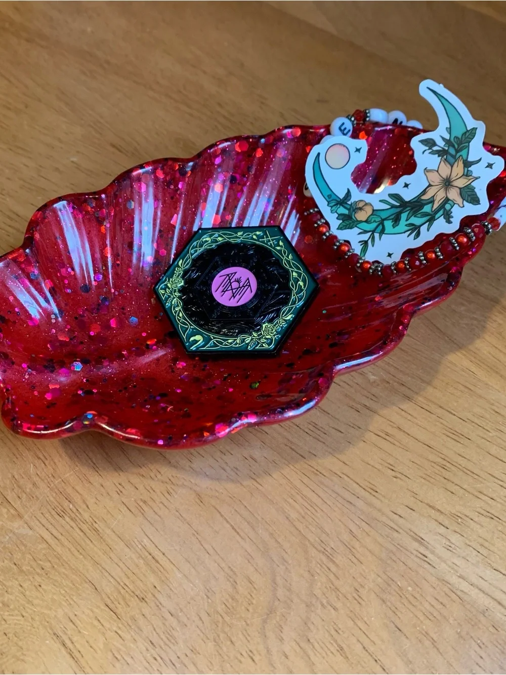 Red and Black Feather Trinket Tray